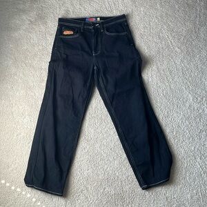 Empyre Loose Fit Embroidered Black Denim Skate Pants Size 28 Mens